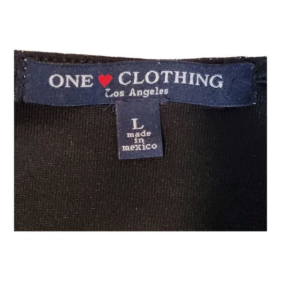 One Clothing Large Jumpsuit Black Silver V-Neck Silver Chevron Pattern Sparkle - Picture 10 of 11